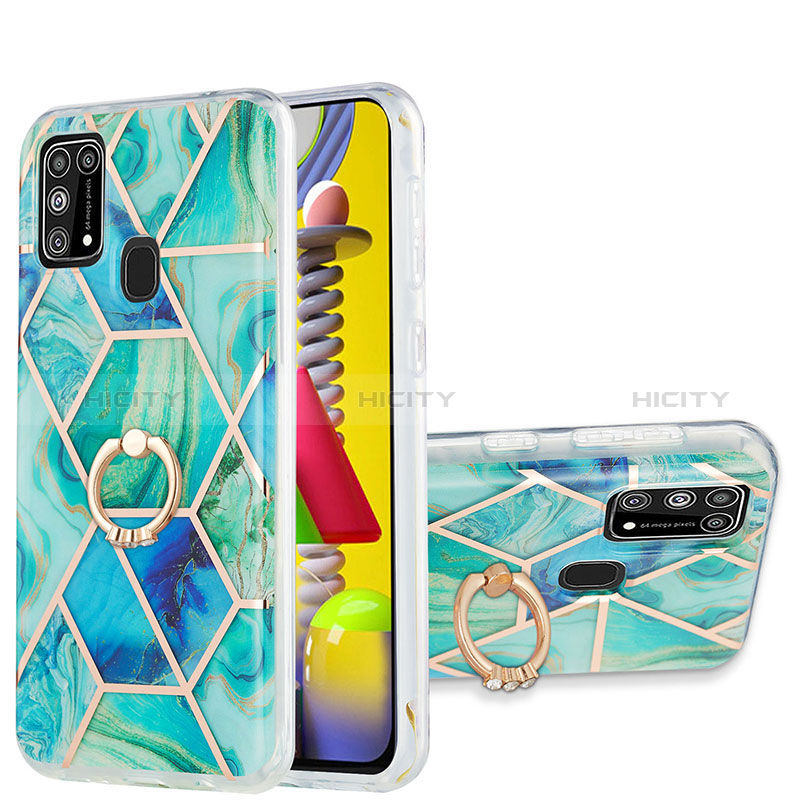 Funda Silicona Gel Goma Patron de Moda Carcasa con Anillo de dedo Soporte Y01B para Samsung Galaxy M31 Prime Edition