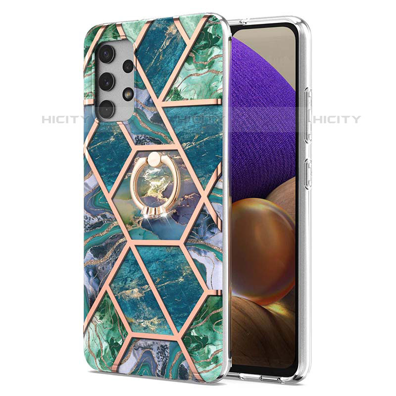 Funda Silicona Gel Goma Patron de Moda Carcasa con Anillo de dedo Soporte Y01B para Samsung Galaxy M32 5G