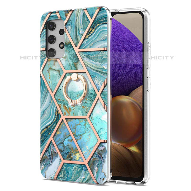 Funda Silicona Gel Goma Patron de Moda Carcasa con Anillo de dedo Soporte Y01B para Samsung Galaxy M32 5G