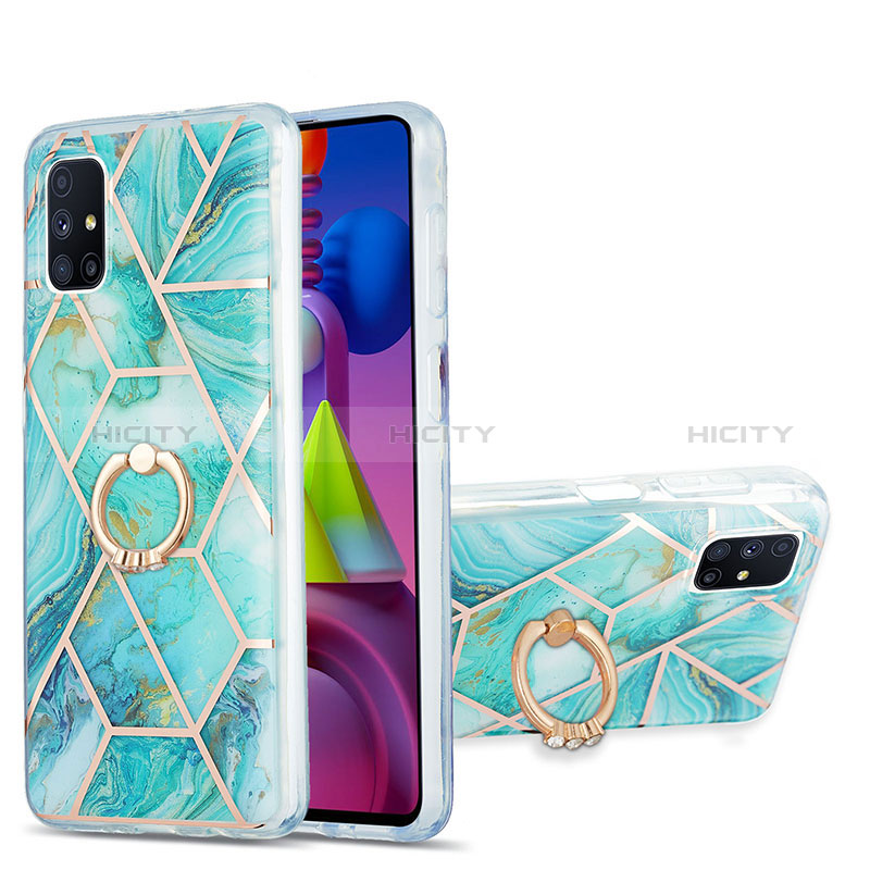 Funda Silicona Gel Goma Patron de Moda Carcasa con Anillo de dedo Soporte Y01B para Samsung Galaxy M51