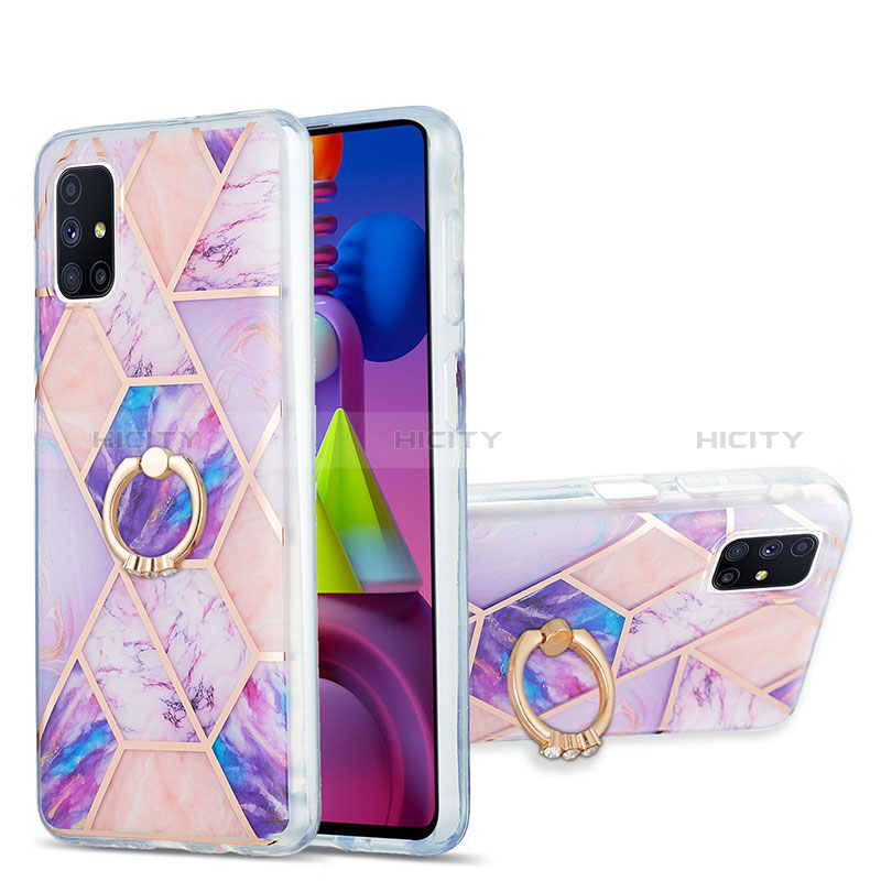 Funda Silicona Gel Goma Patron de Moda Carcasa con Anillo de dedo Soporte Y01B para Samsung Galaxy M51