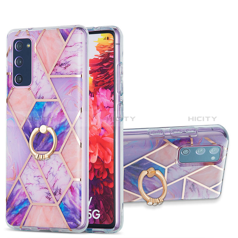 Funda Silicona Gel Goma Patron de Moda Carcasa con Anillo de dedo Soporte Y01B para Samsung Galaxy S20 FE 4G