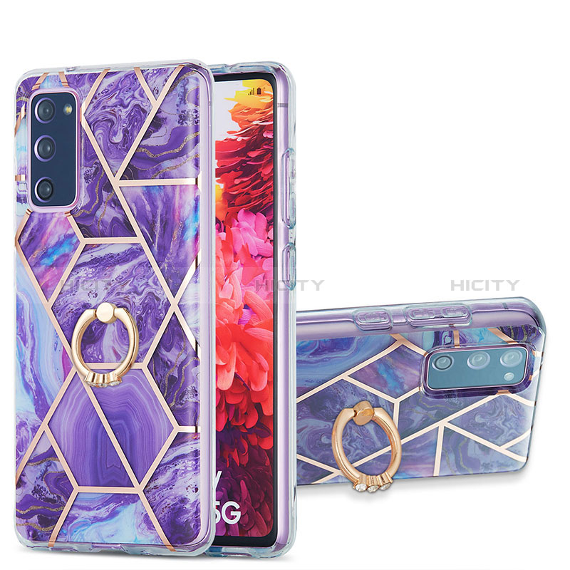 Funda Silicona Gel Goma Patron de Moda Carcasa con Anillo de dedo Soporte Y01B para Samsung Galaxy S20 FE 5G