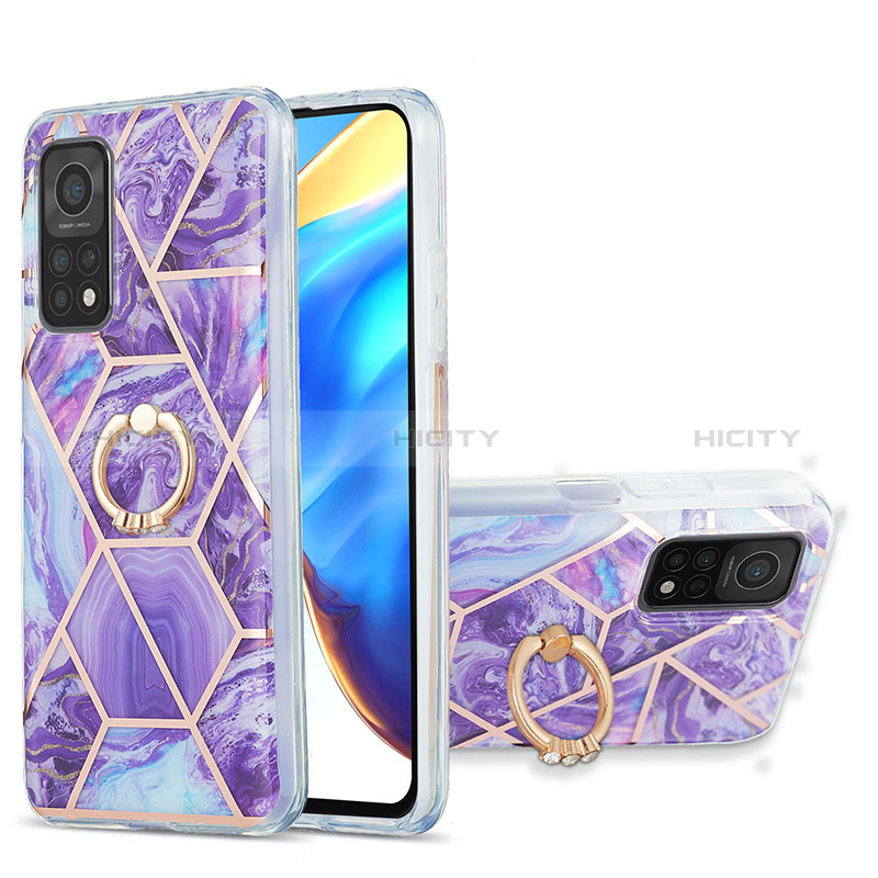 Funda Silicona Gel Goma Patron de Moda Carcasa con Anillo de dedo Soporte Y01B para Xiaomi Mi 10T 5G