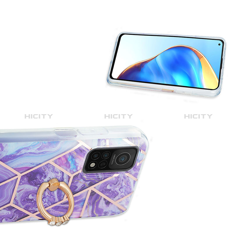 Funda Silicona Gel Goma Patron de Moda Carcasa con Anillo de dedo Soporte Y01B para Xiaomi Mi 10T Pro 5G