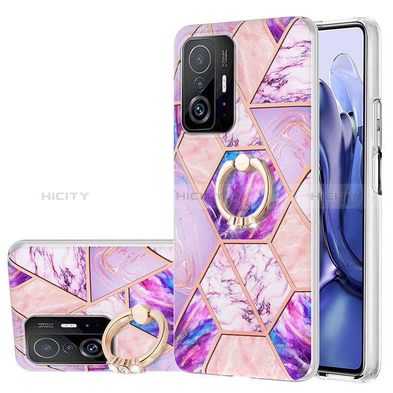 Funda Silicona Gel Goma Patron de Moda Carcasa con Anillo de dedo Soporte Y01B para Xiaomi Mi 11T 5G