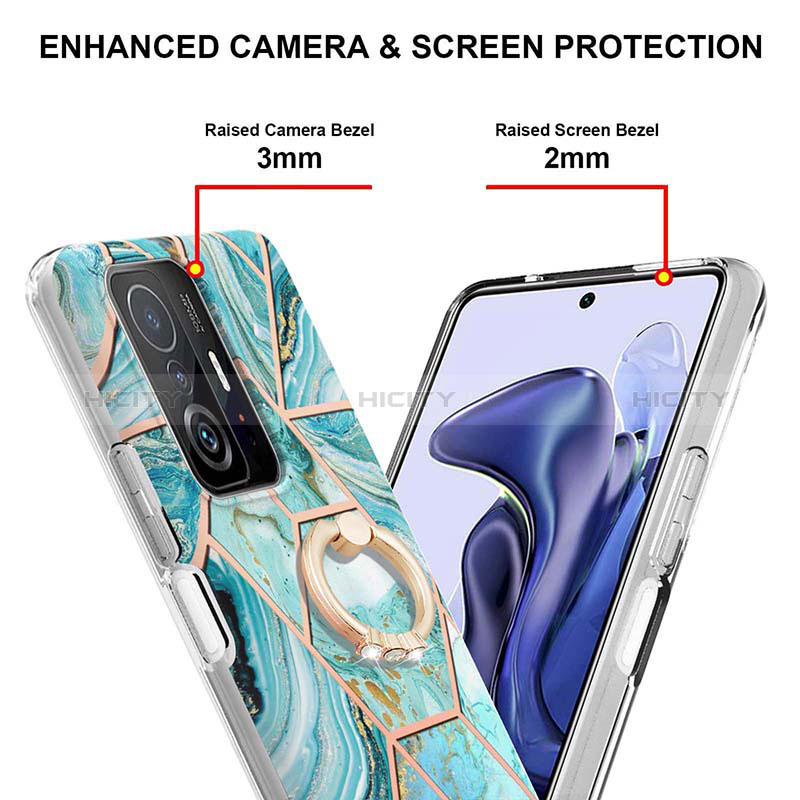 Funda Silicona Gel Goma Patron de Moda Carcasa con Anillo de dedo Soporte Y01B para Xiaomi Mi 11T Pro 5G