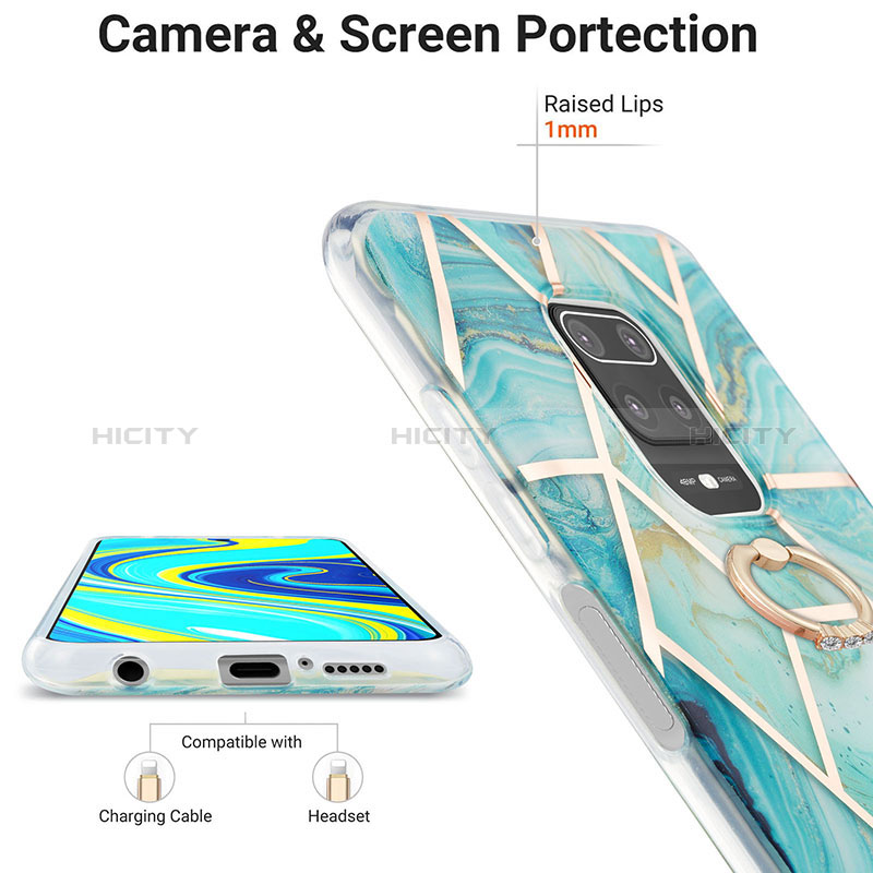 Funda Silicona Gel Goma Patron de Moda Carcasa con Anillo de dedo Soporte Y01B para Xiaomi Poco M2 Pro