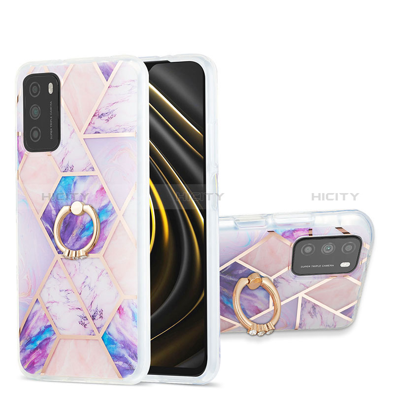 Funda Silicona Gel Goma Patron de Moda Carcasa con Anillo de dedo Soporte Y01B para Xiaomi Poco M3