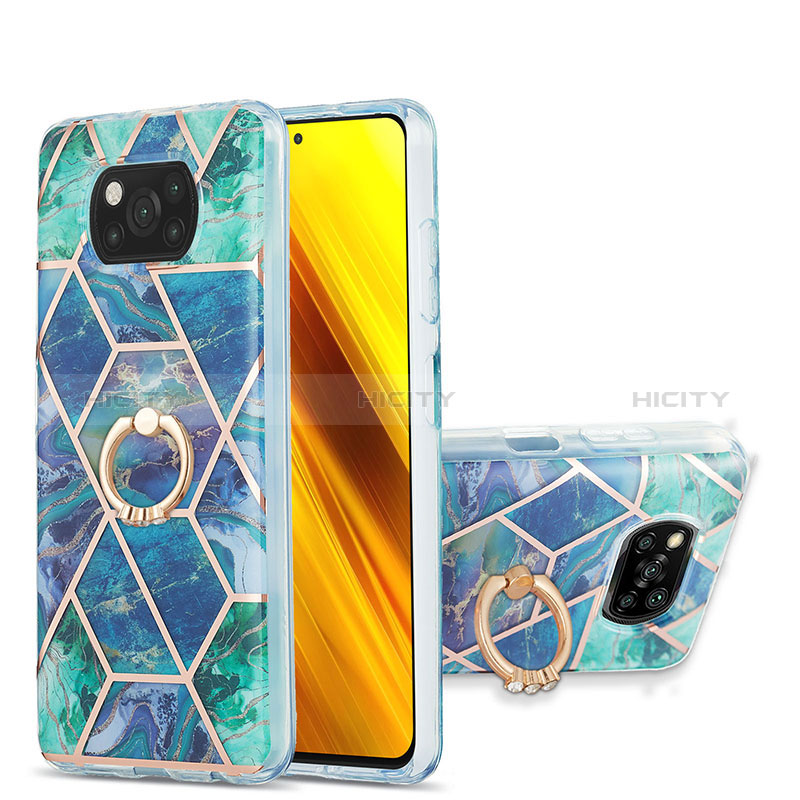 Funda Silicona Gel Goma Patron de Moda Carcasa con Anillo de dedo Soporte Y01B para Xiaomi Poco X3 NFC