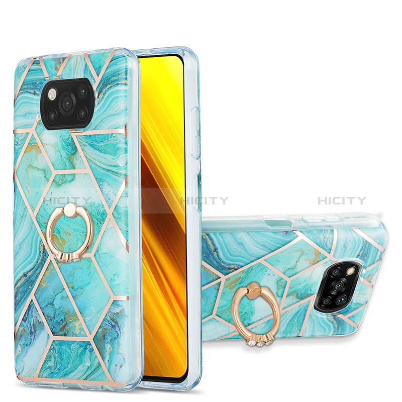 Funda Silicona Gel Goma Patron de Moda Carcasa con Anillo de dedo Soporte Y01B para Xiaomi Poco X3 Pro