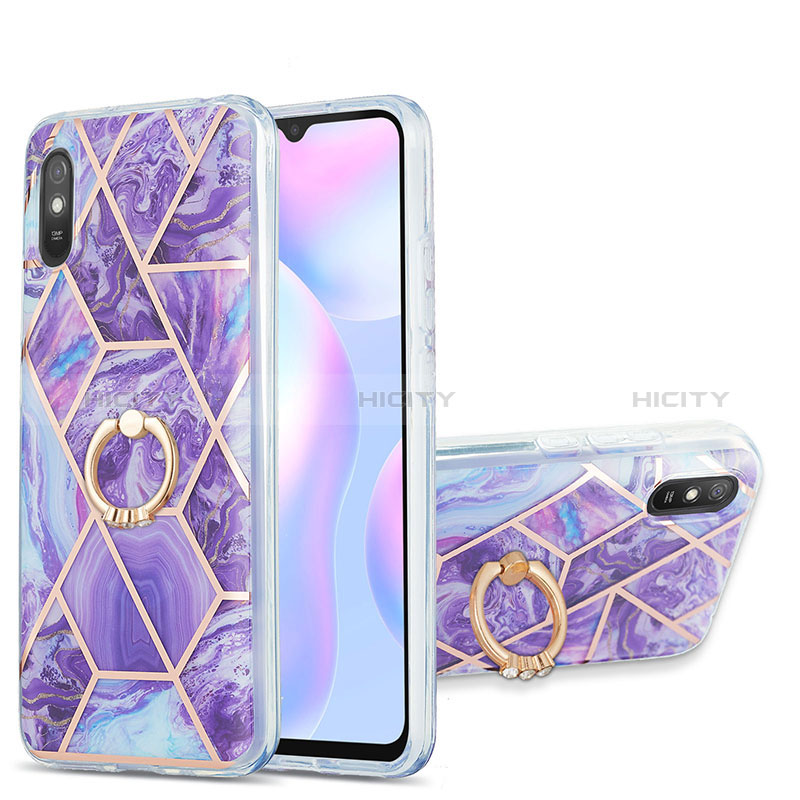 Funda Silicona Gel Goma Patron de Moda Carcasa con Anillo de dedo Soporte Y01B para Xiaomi Redmi 9AT