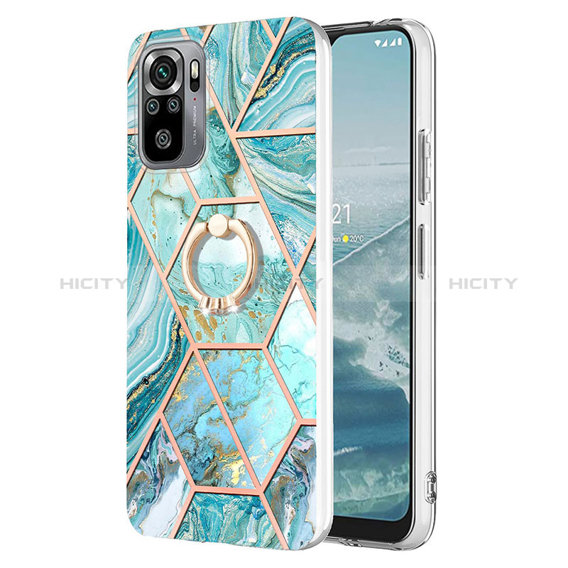 Funda Silicona Gel Goma Patron de Moda Carcasa con Anillo de dedo Soporte Y01B para Xiaomi Redmi Note 10 4G