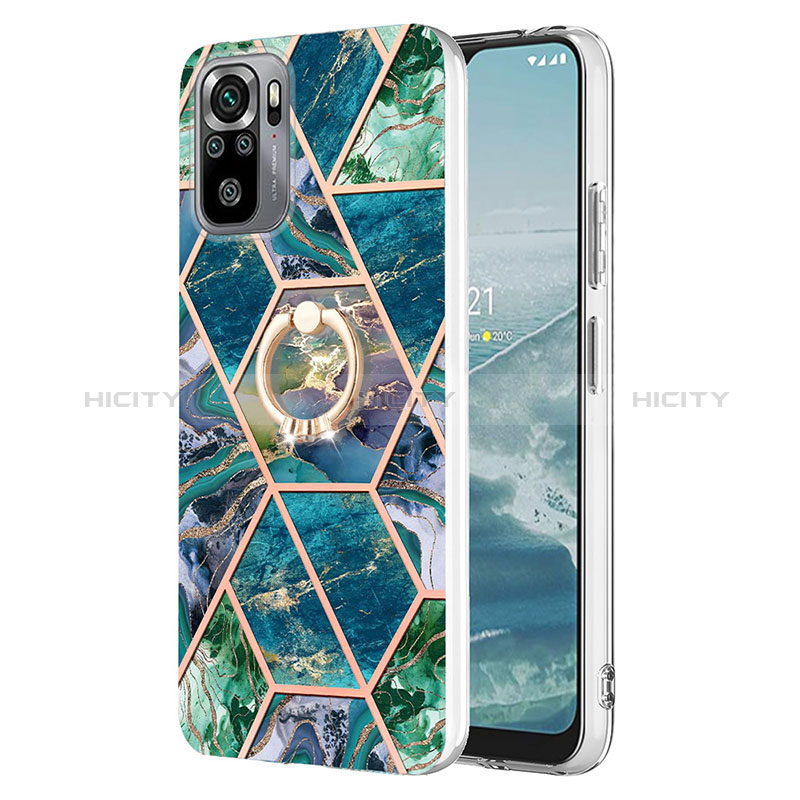 Funda Silicona Gel Goma Patron de Moda Carcasa con Anillo de dedo Soporte Y01B para Xiaomi Redmi Note 10 4G