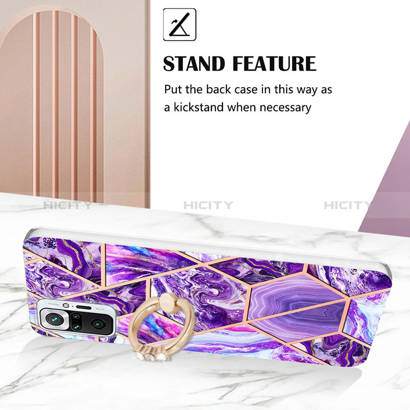 Funda Silicona Gel Goma Patron de Moda Carcasa con Anillo de dedo Soporte Y01B para Xiaomi Redmi Note 10 Pro Max