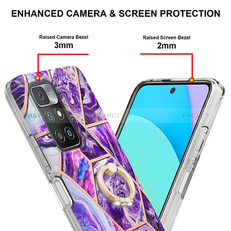 Funda Silicona Gel Goma Patron de Moda Carcasa con Anillo de dedo Soporte Y01B para Xiaomi Redmi Note 11 4G (2021)