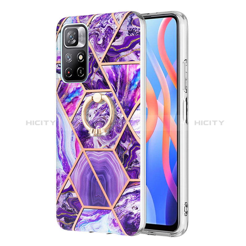 Funda Silicona Gel Goma Patron de Moda Carcasa con Anillo de dedo Soporte Y01B para Xiaomi Redmi Note 11 5G