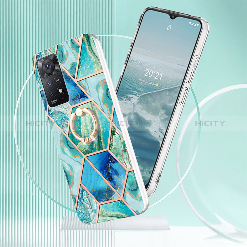 Funda Silicona Gel Goma Patron de Moda Carcasa con Anillo de dedo Soporte Y01B para Xiaomi Redmi Note 11 Pro 4G