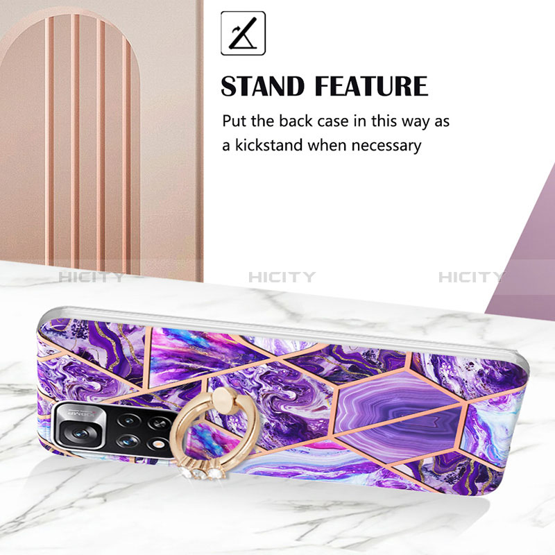 Funda Silicona Gel Goma Patron de Moda Carcasa con Anillo de dedo Soporte Y01B para Xiaomi Redmi Note 11 Pro+ Plus 5G