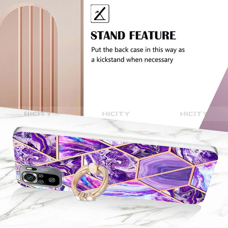 Funda Silicona Gel Goma Patron de Moda Carcasa con Anillo de dedo Soporte Y01B para Xiaomi Redmi Note 11 SE India 4G