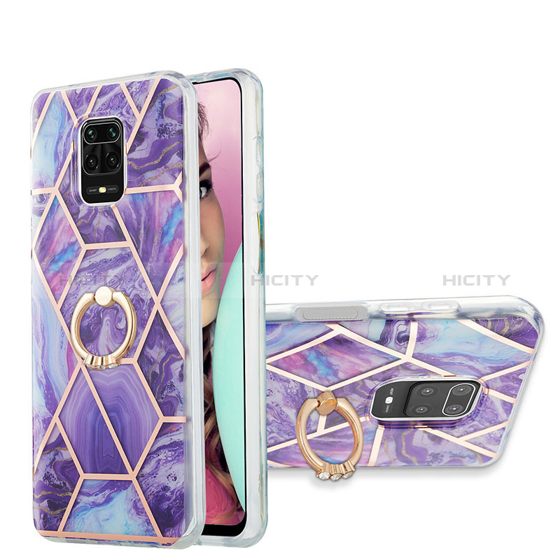 Funda Silicona Gel Goma Patron de Moda Carcasa con Anillo de dedo Soporte Y01B para Xiaomi Redmi Note 9 Pro