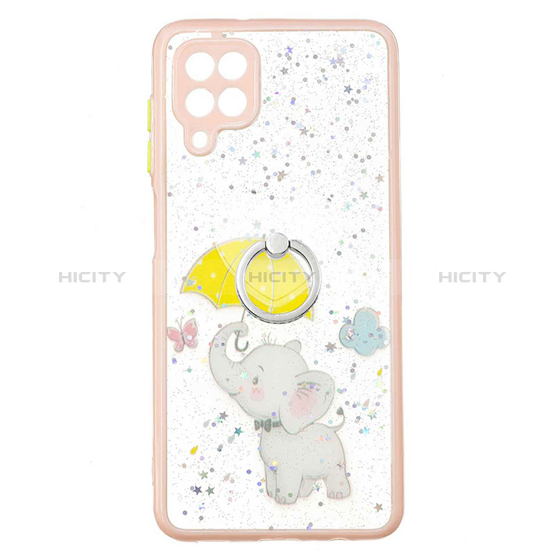 Funda Silicona Gel Goma Patron de Moda Carcasa con Anillo de dedo Soporte Y01X para Samsung Galaxy A12