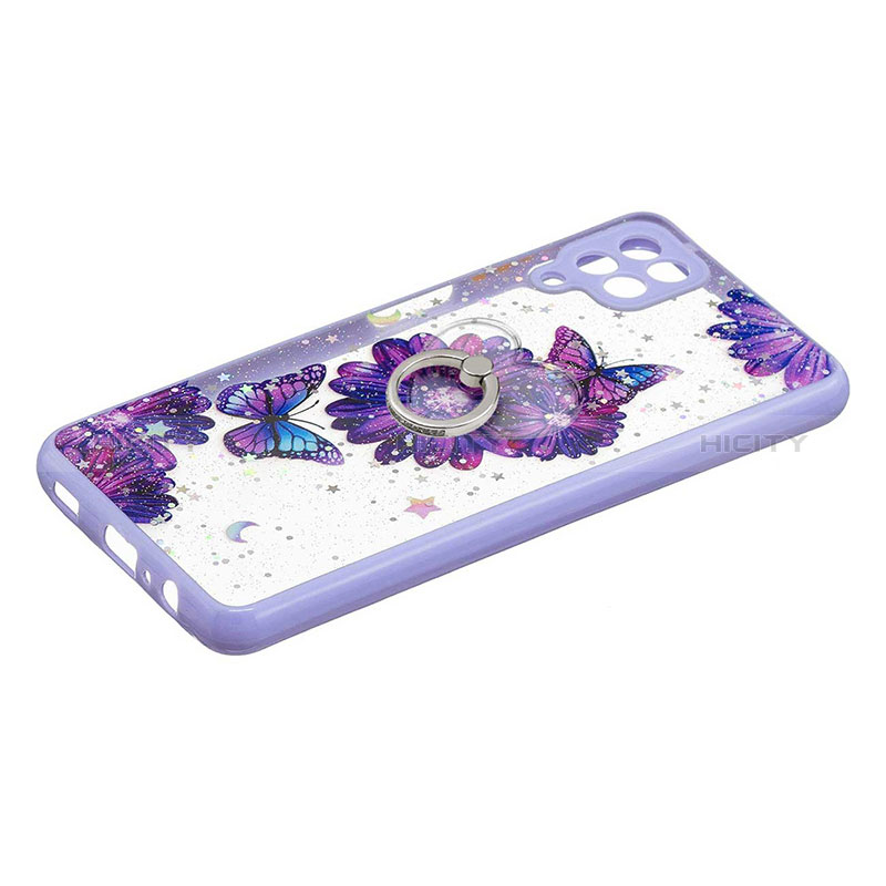 Funda Silicona Gel Goma Patron de Moda Carcasa con Anillo de dedo Soporte Y01X para Samsung Galaxy A12 5G