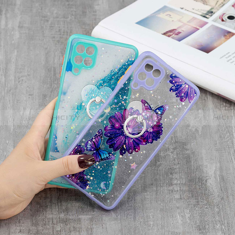 Funda Silicona Gel Goma Patron de Moda Carcasa con Anillo de dedo Soporte Y01X para Samsung Galaxy A22 4G