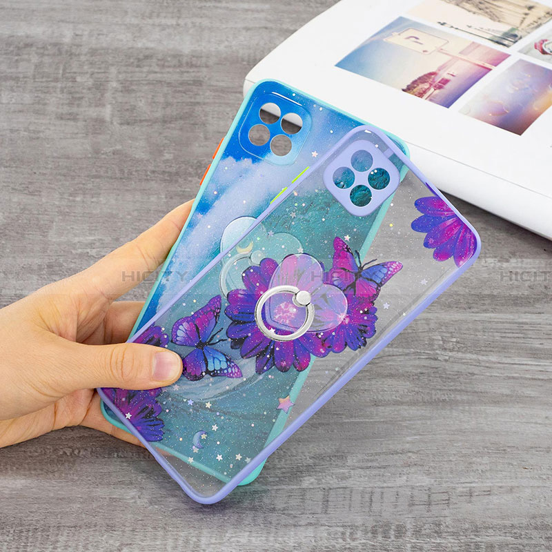 Funda Silicona Gel Goma Patron de Moda Carcasa con Anillo de dedo Soporte Y01X para Samsung Galaxy A22 5G