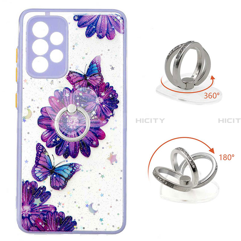 Funda Silicona Gel Goma Patron de Moda Carcasa con Anillo de dedo Soporte Y01X para Samsung Galaxy A33 5G