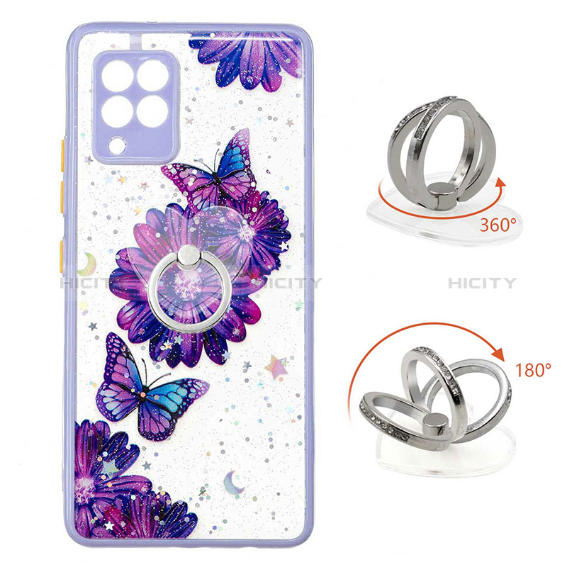 Funda Silicona Gel Goma Patron de Moda Carcasa con Anillo de dedo Soporte Y01X para Samsung Galaxy A42 5G