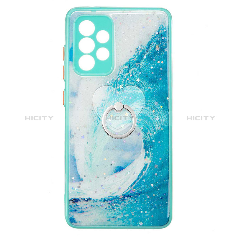 Funda Silicona Gel Goma Patron de Moda Carcasa con Anillo de dedo Soporte Y01X para Samsung Galaxy A52s 5G