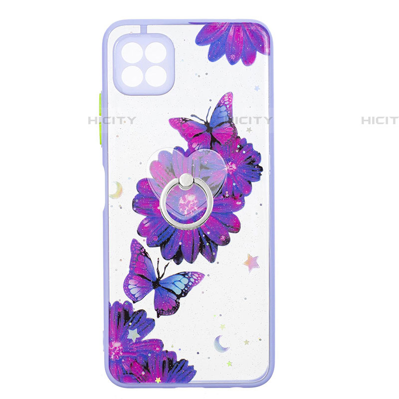 Funda Silicona Gel Goma Patron de Moda Carcasa con Anillo de dedo Soporte Y01X para Samsung Galaxy F42 5G