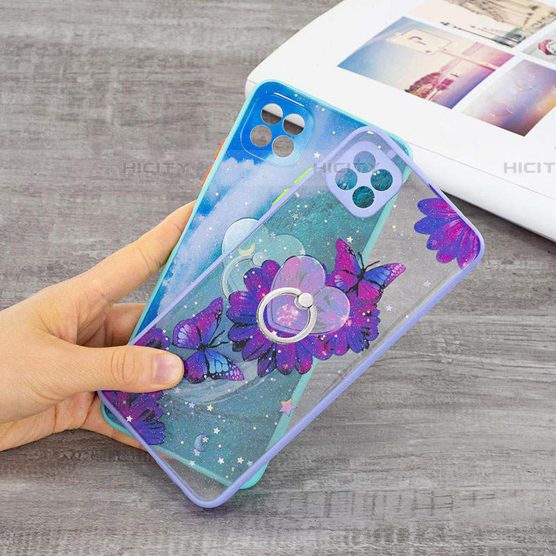 Funda Silicona Gel Goma Patron de Moda Carcasa con Anillo de dedo Soporte Y01X para Samsung Galaxy F42 5G