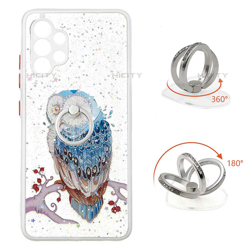 Funda Silicona Gel Goma Patron de Moda Carcasa con Anillo de dedo Soporte Y01X para Samsung Galaxy M32 5G