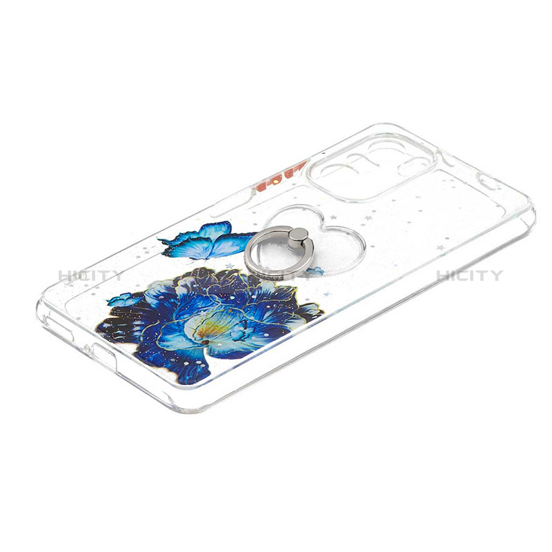 Funda Silicona Gel Goma Patron de Moda Carcasa con Anillo de dedo Soporte Y01X para Xiaomi Mi 11i 5G Azul