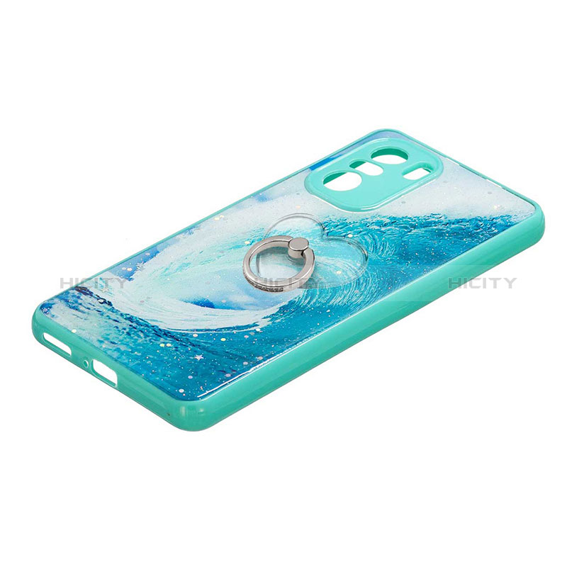 Funda Silicona Gel Goma Patron de Moda Carcasa con Anillo de dedo Soporte Y01X para Xiaomi Mi 11i 5G Verde