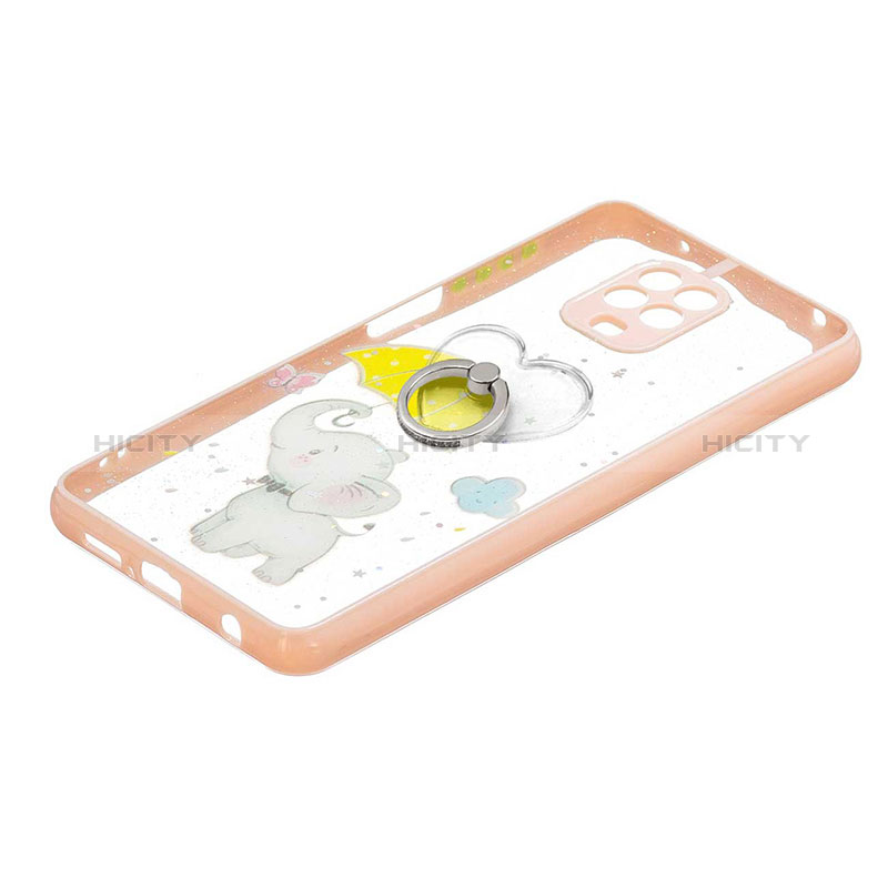 Funda Silicona Gel Goma Patron de Moda Carcasa con Anillo de dedo Soporte Y01X para Xiaomi Poco M2 Pro Amarillo