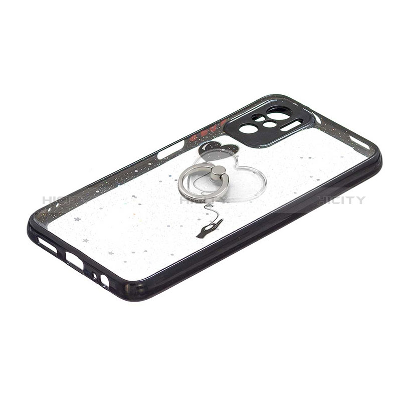 Funda Silicona Gel Goma Patron de Moda Carcasa con Anillo de dedo Soporte Y01X para Xiaomi Poco M5S Negro