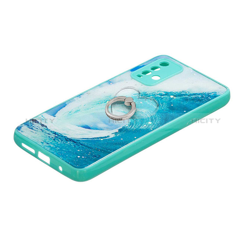 Funda Silicona Gel Goma Patron de Moda Carcasa con Anillo de dedo Soporte Y01X para Xiaomi Redmi 9 Power