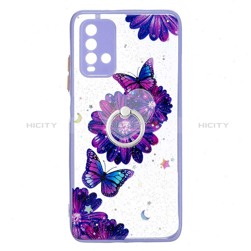 Funda Silicona Gel Goma Patron de Moda Carcasa con Anillo de dedo Soporte Y01X para Xiaomi Redmi 9 Power