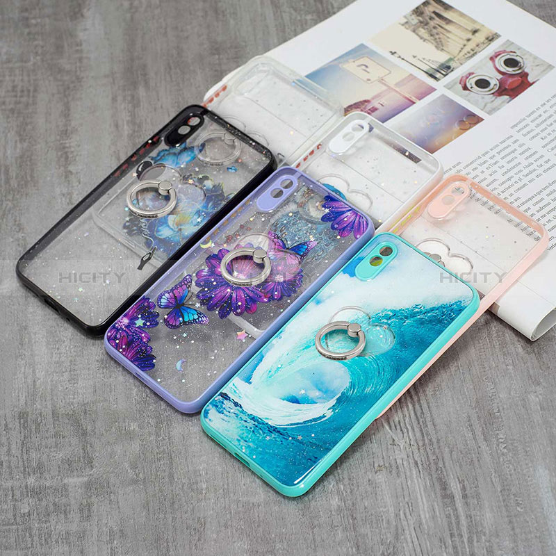 Funda Silicona Gel Goma Patron de Moda Carcasa con Anillo de dedo Soporte Y01X para Xiaomi Redmi 9A