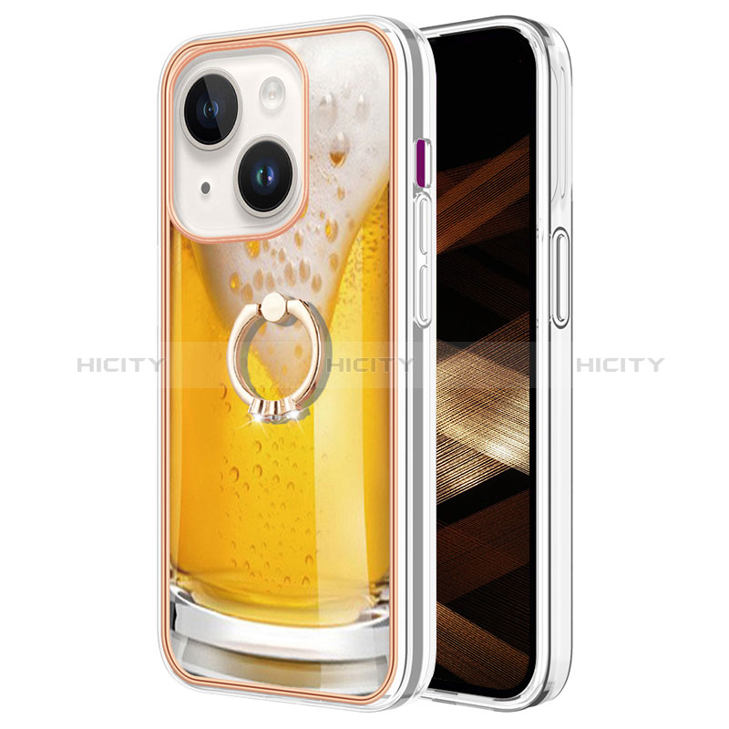 Funda Silicona Gel Goma Patron de Moda Carcasa con Anillo de dedo Soporte Y02B para Apple iPhone 13