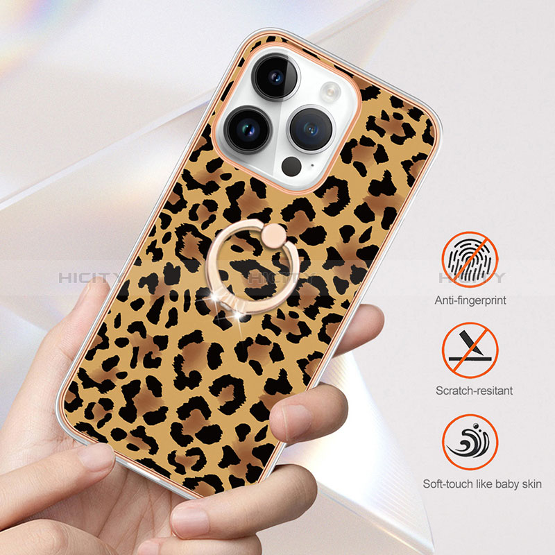 Funda Silicona Gel Goma Patron de Moda Carcasa con Anillo de dedo Soporte Y02B para Apple iPhone 14 Pro Max