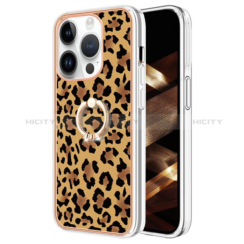 Funda Silicona Gel Goma Patron de Moda Carcasa con Anillo de dedo Soporte Y02B para Apple iPhone 16 Pro