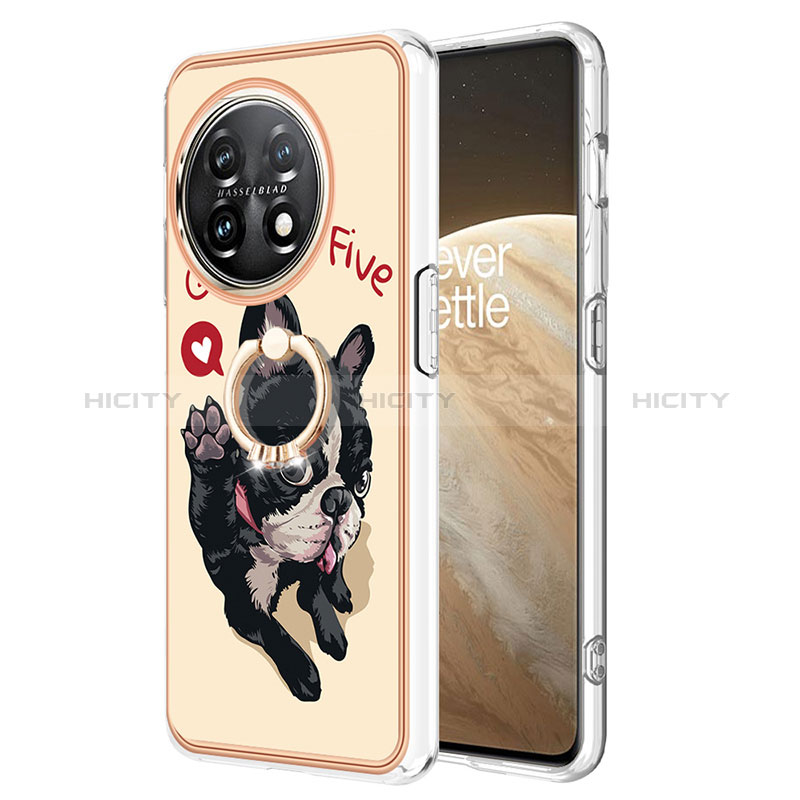 Funda Silicona Gel Goma Patron de Moda Carcasa con Anillo de dedo Soporte Y02B para OnePlus 11 5G