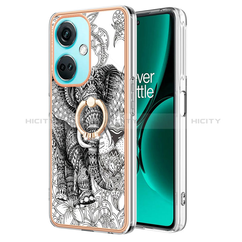 Funda Silicona Gel Goma Patron de Moda Carcasa con Anillo de dedo Soporte Y02B para OnePlus Nord CE 3 5G