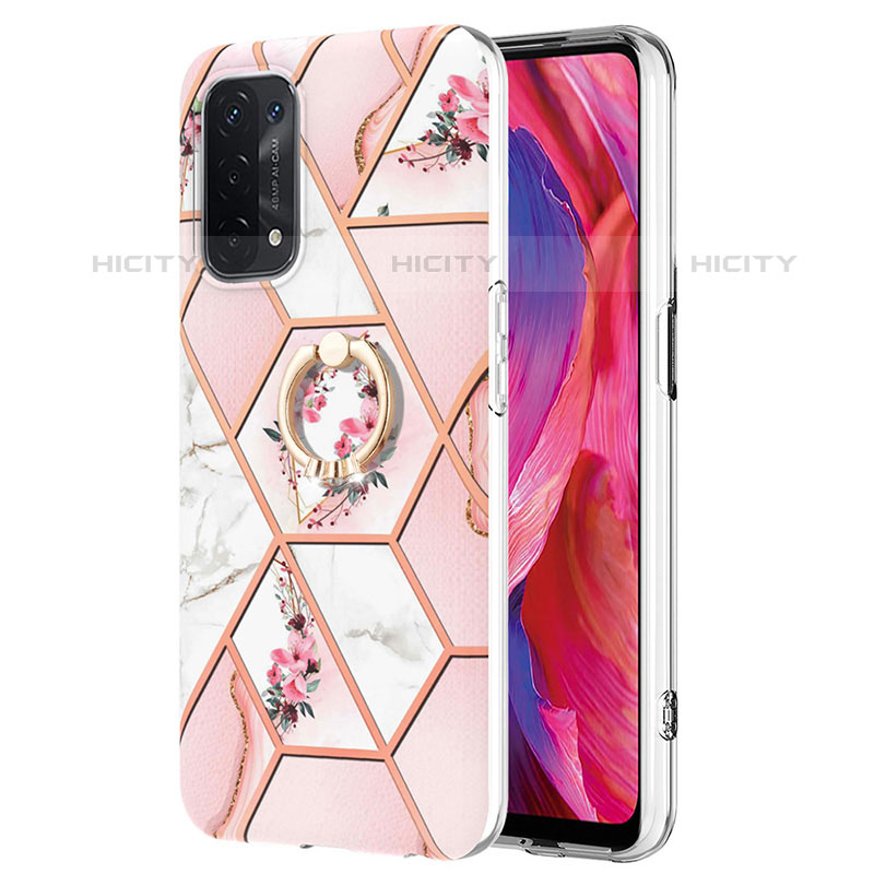 Funda Silicona Gel Goma Patron de Moda Carcasa con Anillo de dedo Soporte Y02B para OnePlus Nord N200 5G Rosa