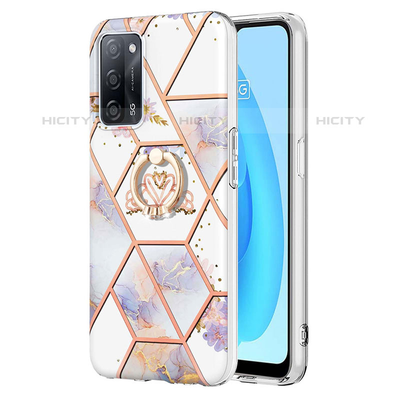 Funda Silicona Gel Goma Patron de Moda Carcasa con Anillo de dedo Soporte Y02B para Oppo A53s 5G