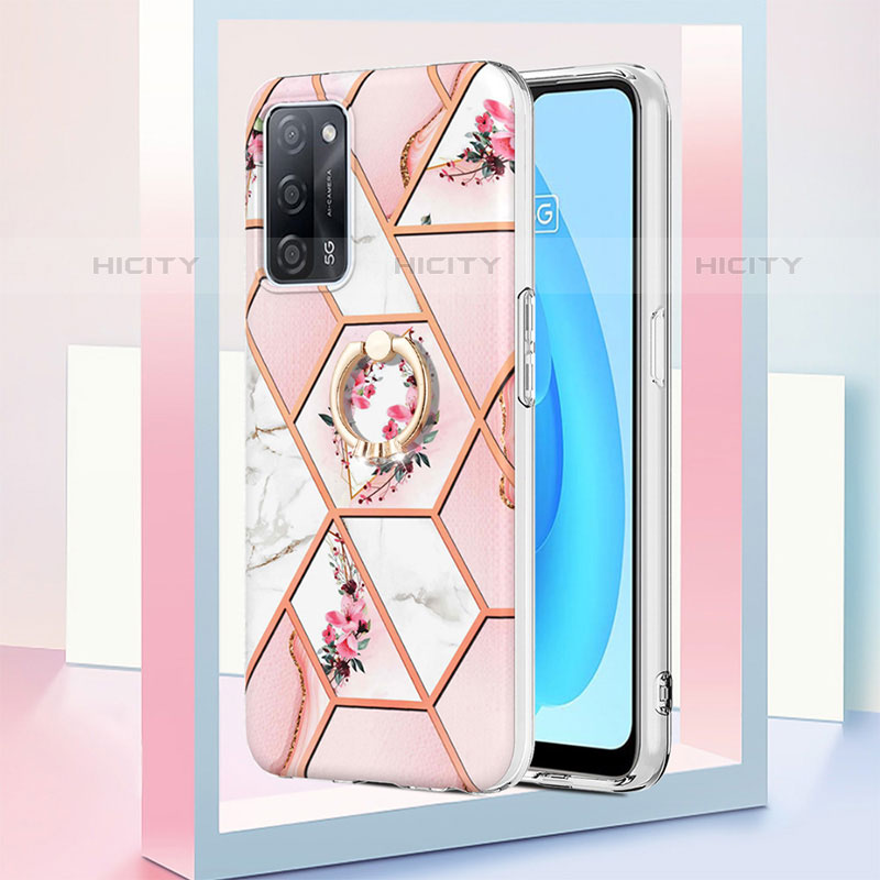 Funda Silicona Gel Goma Patron de Moda Carcasa con Anillo de dedo Soporte Y02B para Oppo A53s 5G